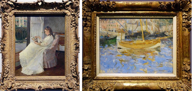 inks: Berthe Morisot, Junge Frau am Fenster, 1869, National Gallery of Art, Washington rechts: Berthe Morisot, Der Hafen von Nizza, 1881/82, Wallraf-Richartz-Museum & Foundation Corboud, Köln Fotos © Rainer K. Wick