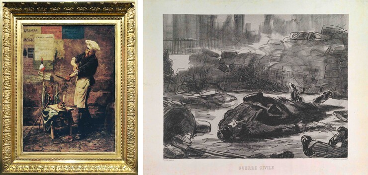 links: Narcisse Chaillou, Rattenverkäufer, während der Belagerung von Paris 1870, 1871, Musée Carnavalet, Paris rechts: Édouard Manet, Bürgerkrieg, 1871, Wallraf-Richartz-Museum & Foundation Corboud, Köln Fotos © Rainer K. Wick