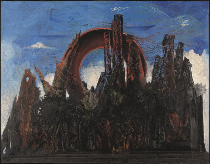 Max Ernst, Der Wald, 1927, Öl auf Leinwand, 140 × 173 cm, Staatliche Kunsthalle Karlsruhe, © VG Bild-Kunst, Bonn 2022